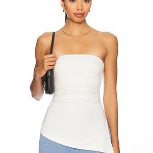 Good American Super Stretch Jersey Tube Top in Cloud White001